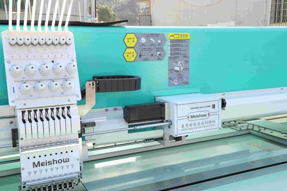 Komputerisasi Mesin bordir datar Komersial 9 Jarum Mesin bordir 10 Kepala 1200RPM