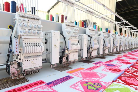 Multifunction 15 Kepala Mesin Sulaman Handuk Dengan Komputer Flat Sulaman