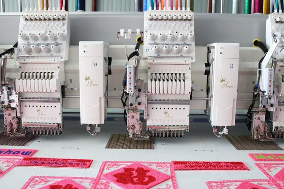 Multifunction 15 Kepala Mesin Sulaman Handuk Dengan Komputer Flat Sulaman