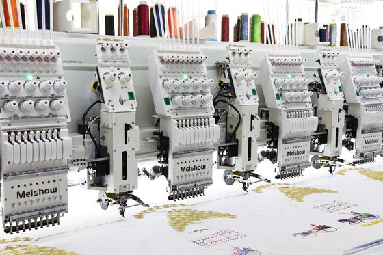 12 Kepala Campuran Ribbon bordir Mesin Komputer Kecepatan Tinggi