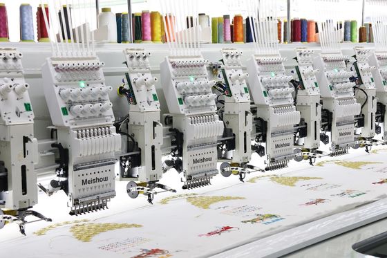 12 Kepala Campuran Ribbon bordir Mesin Komputer Kecepatan Tinggi